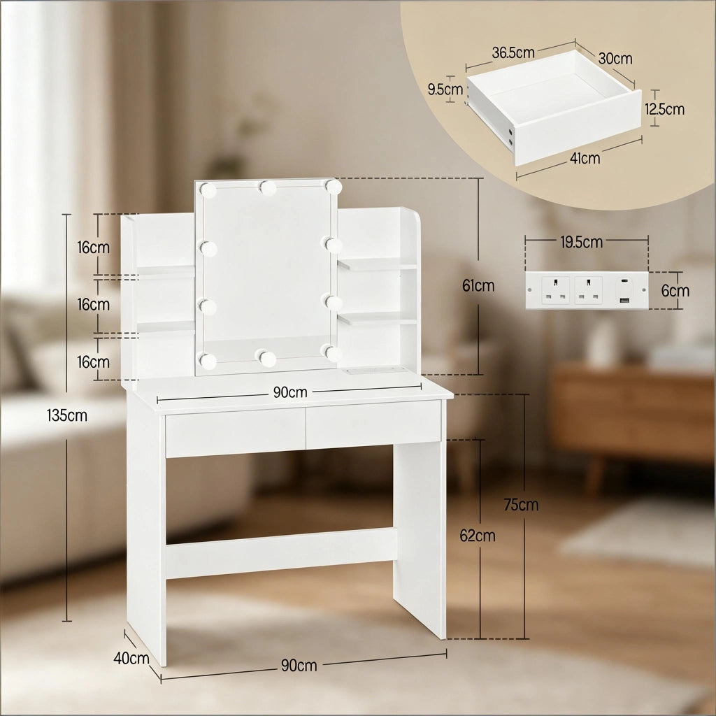 Tavolo da toeletta moderno multifunzione; scrivania con specchio; solo tavolo