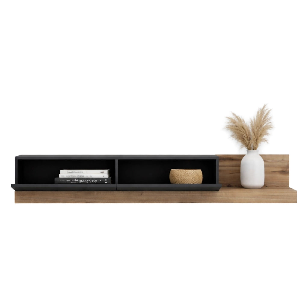 Cajetani, Mobile Porta tv 2 Ante, 180x37x30h cm Nero Antracite
