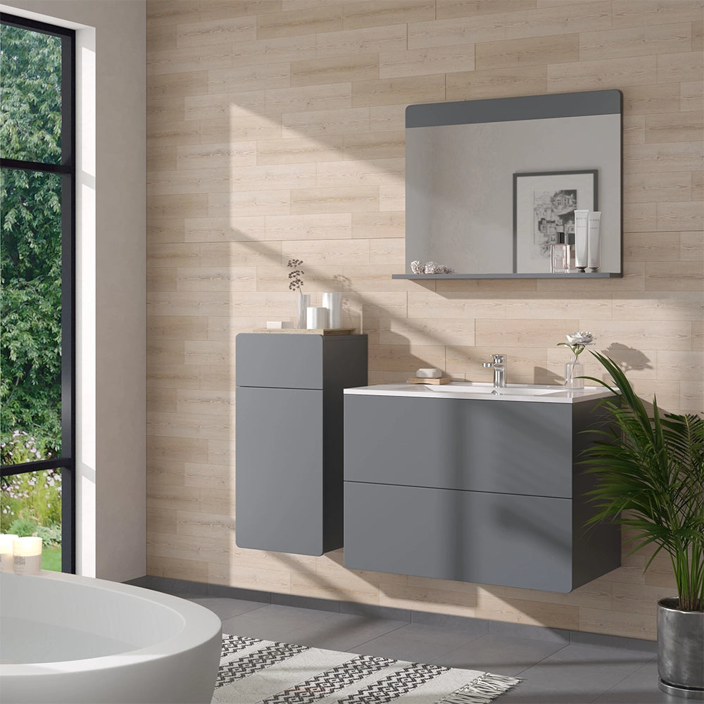 Vicco Set mobili bagno Grigio 4 pezzi con unità midi