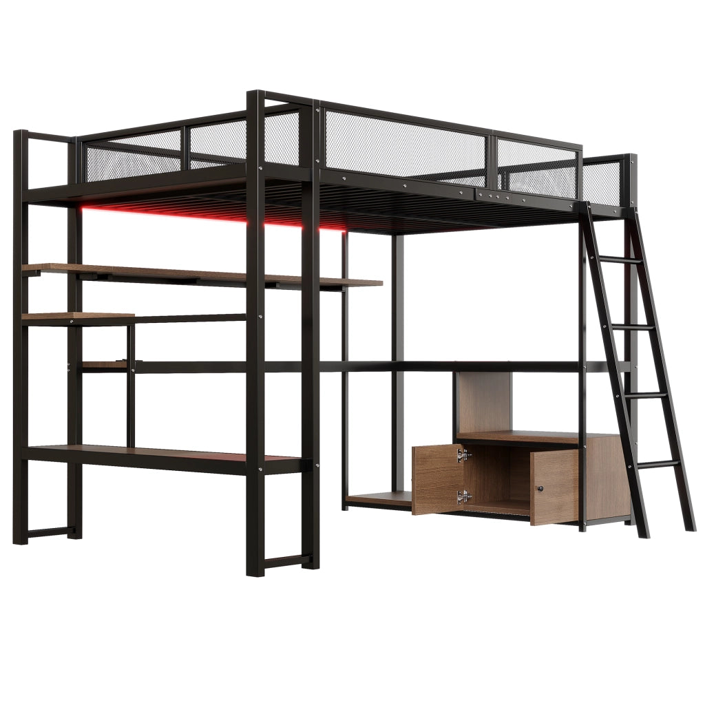 LETTO a soppalco con scrivania integrata 140x200 cm nero