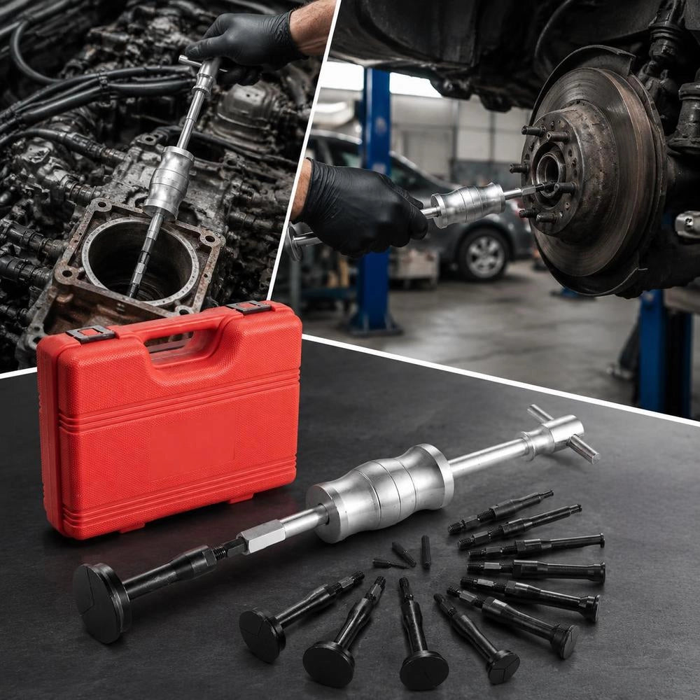 Blind Hole Bearing Puller Set 16 In 1 Bottom Bracket Race And Seal Puller Set, Slide Hammer Pilot Insert, Bottom Bracket Puller Set With 10 Split Collets And Counter Support
