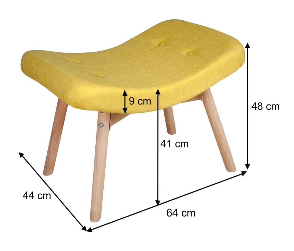 Poltrona gialla con pouf poggiapiedi in stile scandinavo con piedi in legno - PLSG16PL