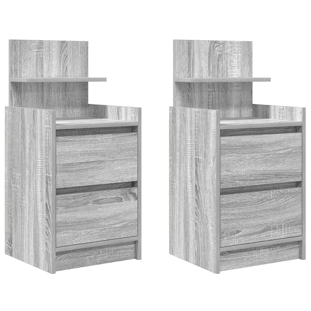Comodini con 2 Cassetti 2 pz Grigio Sonoma 38x34x80 cm