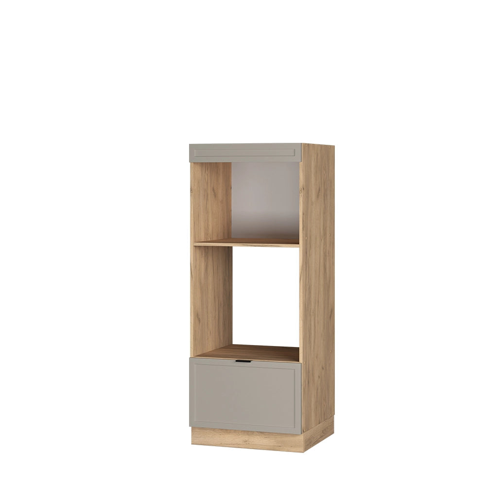 Mobile cucina microonde Fame-Line GrigioBeige/Rovere dorato 60 cm aperto Vicco
