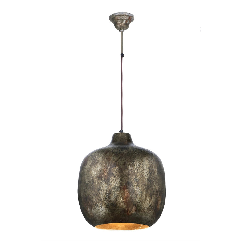 Lampada a sospensione Sawyer in ferro galvanizzato oro