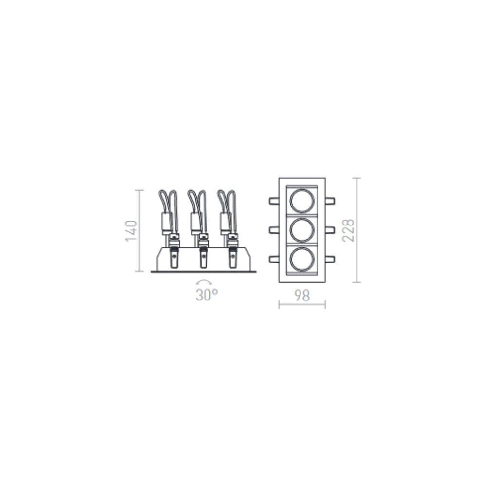 Faretto da incasso MONE III reclinabile grigio argento 12V GU5,3 3x50W