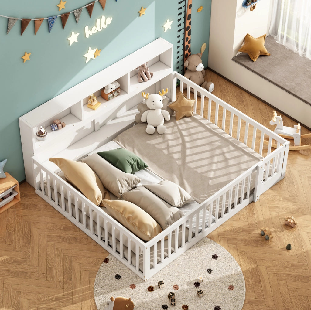 Letto da giorno 140x200 cm; con sponde e vano contenitore; legno di pino e MDF; bianco (Senza materasso)