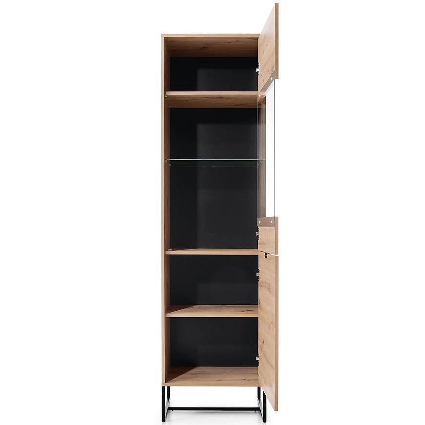 MOBILE VETRINA ARMADIO CREDENZA SOGGIORNO QUERCIA NERO 197x53x39cm AMBER