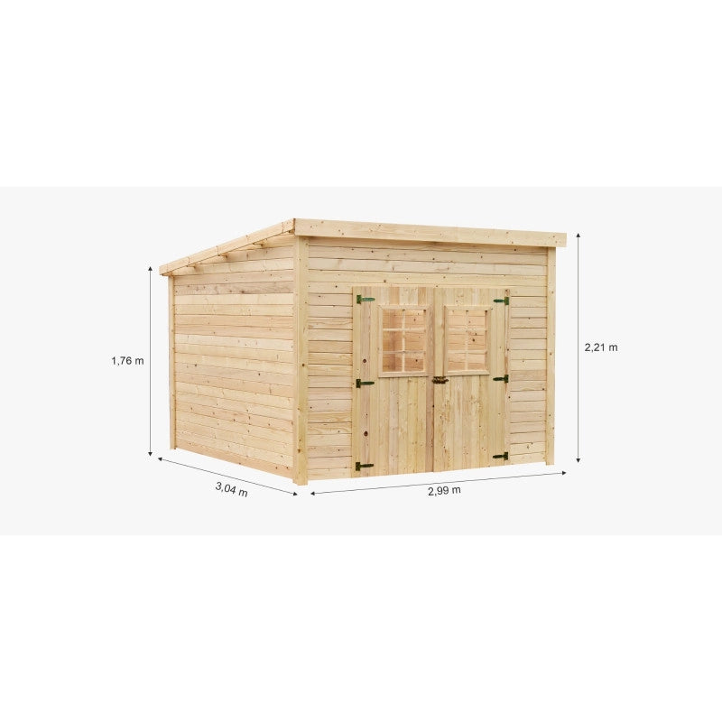 Casetta in legno da giardino 280x280 cm – Abete 28 mm – Tetto piano in policarbonato – Porta doppia – LA3030 Foresta