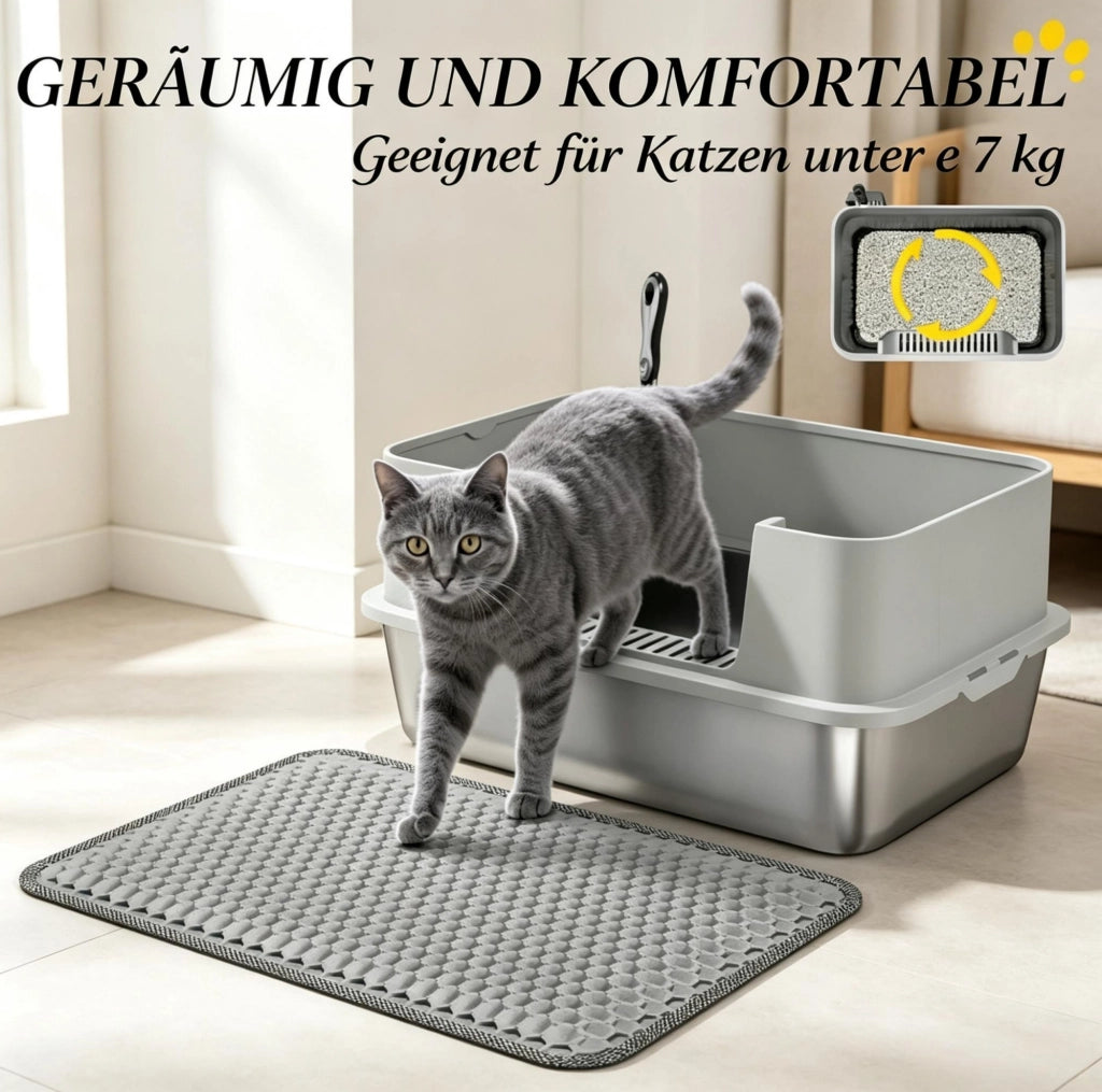LETTIERA per Gatti con Coperchio 60,2x40,2x29,5 cm Grigia