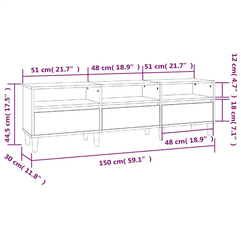 Mobile Porta TV Rovere Sonoma 150x30x44,5 cm Legno Multistrato 831912