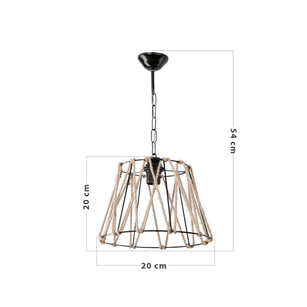 Lampada a sospensione metallo e corda Evren ASZ0881 colore nero