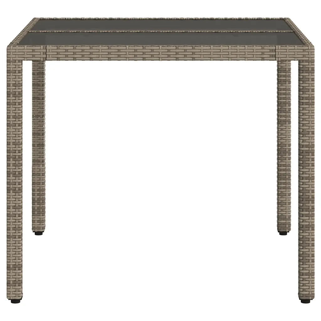 Tavolo da Giardino Piano in Vetro Grigio 90x90x75 cm Polyrattan 365526