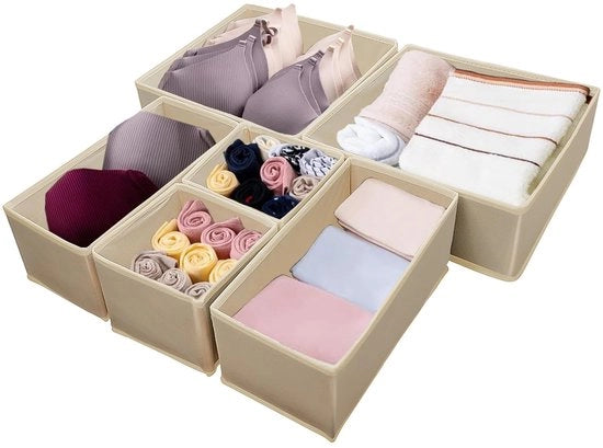 Organizzatori di carico per auto, dividersi di stoccaggio, organizzatori pieghevoli in tessuto per abbigliamento, biancheria, calze, organizzatore di abbigliamento (grigio scuro, 6 pezzi/mix)
