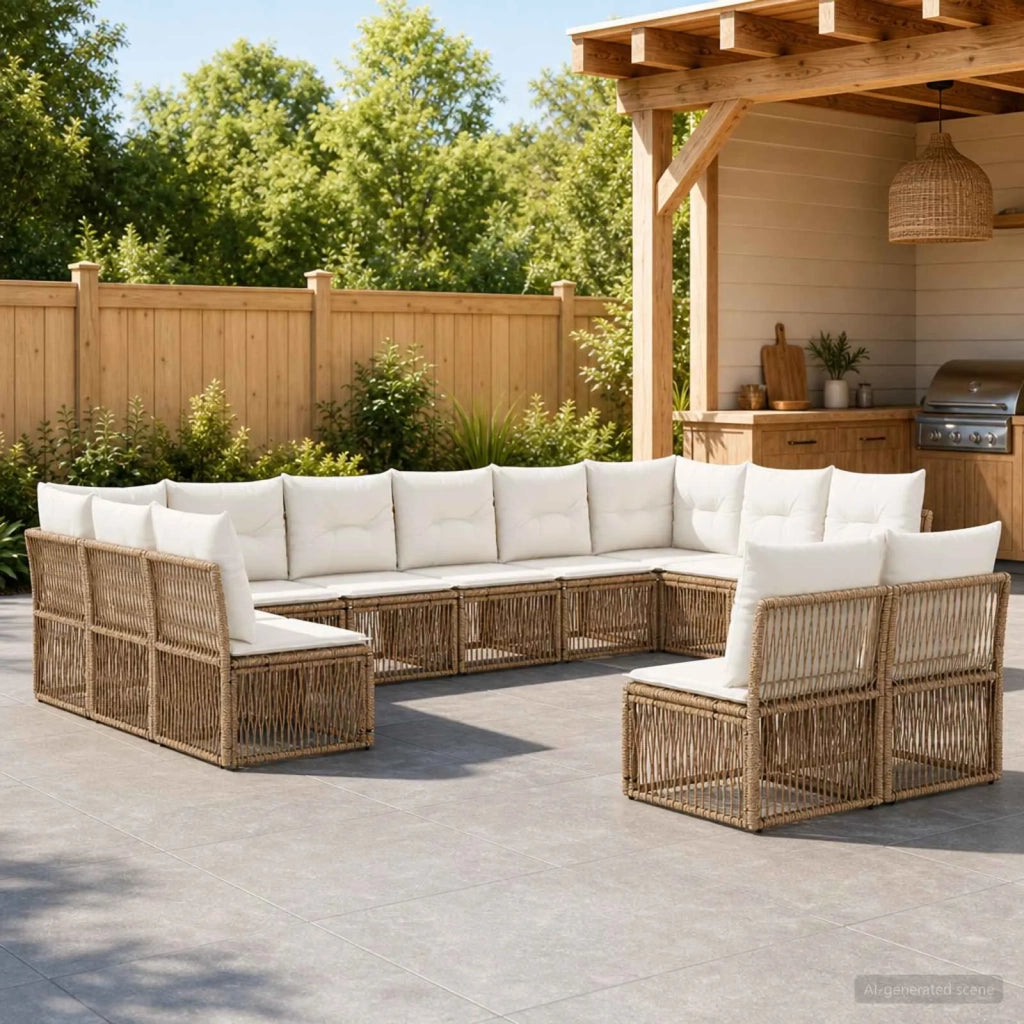 Set Divano da Giardino 12 pz Beige polyrattan 3434382