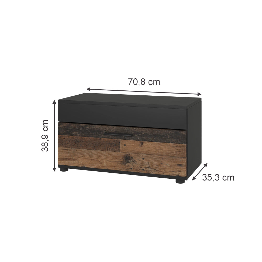 Vicco Scaffale Nero/antico 70.8 x 38.9 cm con porta a battente