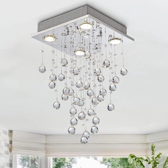 Lampada da soffitto per bagno - Lampada da soffitto in incasso per sala da pranzo-camera da letto-camera da soggiorno 4 lampadine LED - Larghezza 35 cm Altezza 50 cm