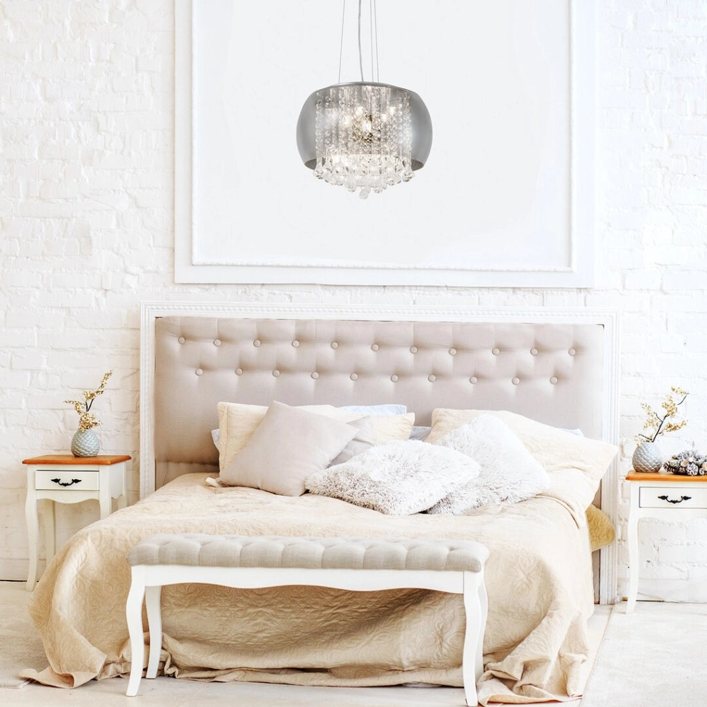 Lampadario Ninelle Rabalux cromato cristalli fumé Ø40 6xG9