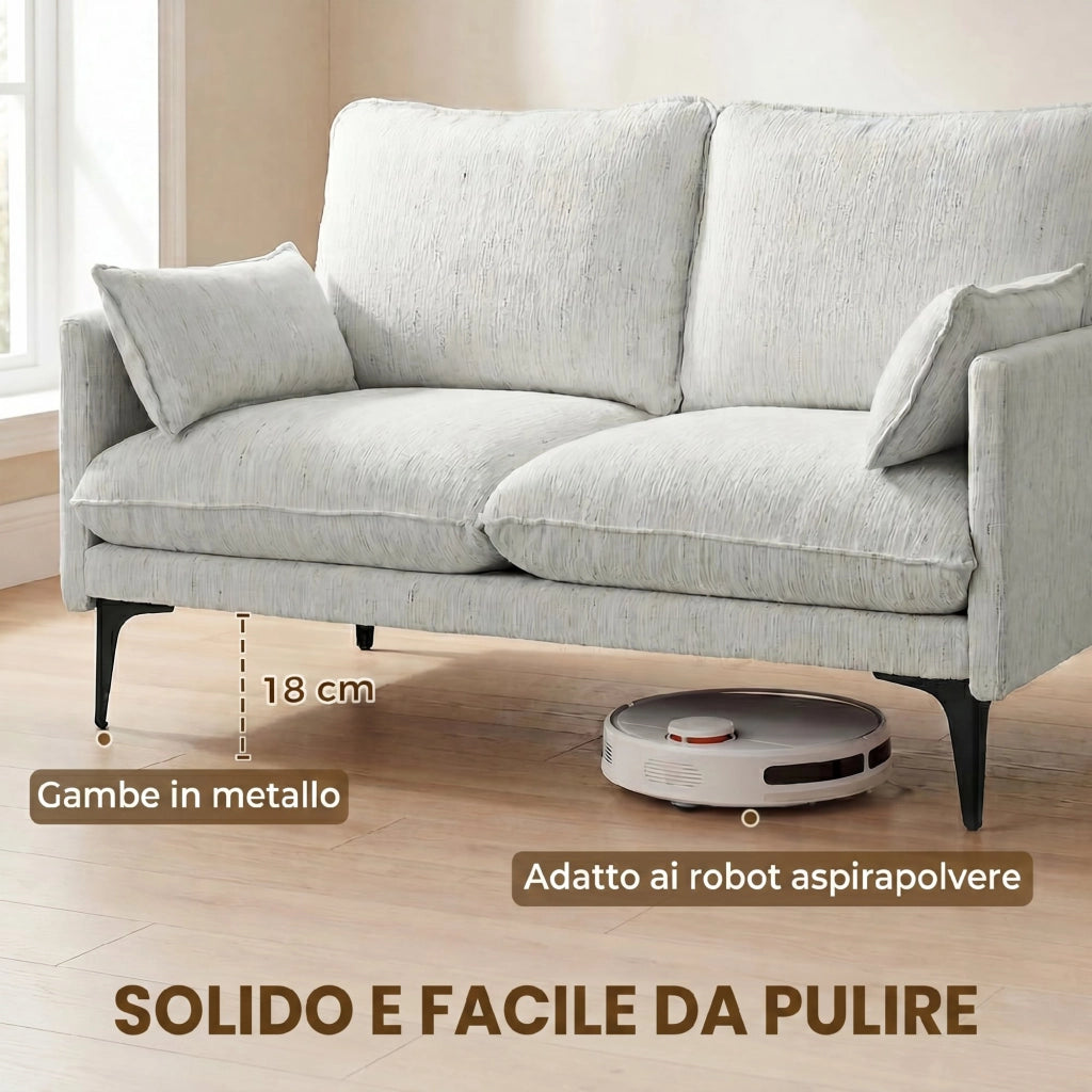 Divano 2 Posti in Tessuto ¨C zephmum ¨C Bianco 131x78x83 cm