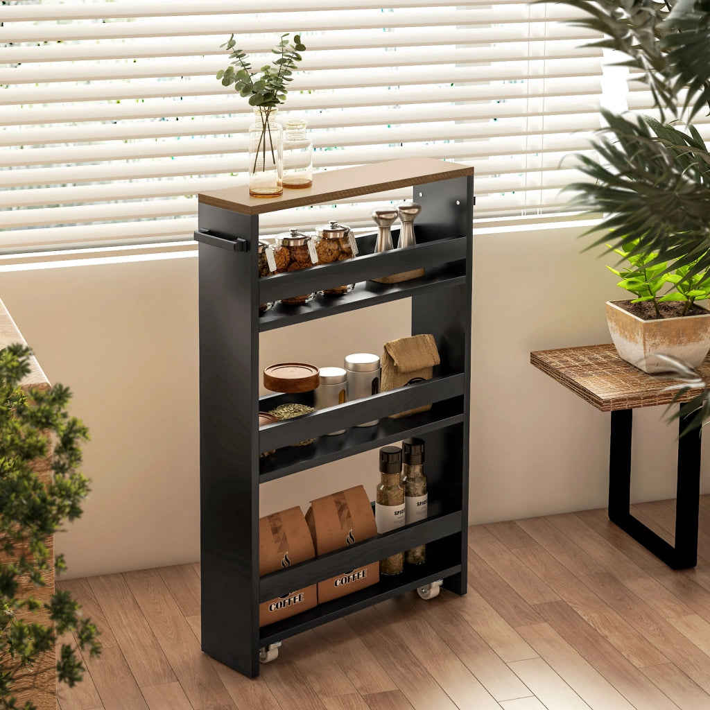 Carrello con cassetti e ruote 3 livelli ¨C zephmum ¨C 51.5x13x80 cm
