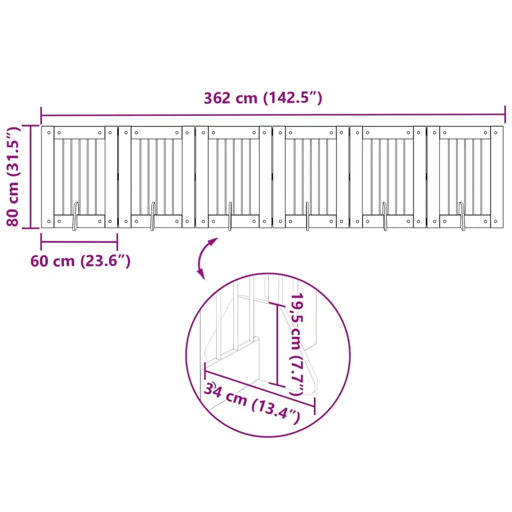 Cancello per cani pieghevole con supporti 6 pz Rovere Sonoma 892104