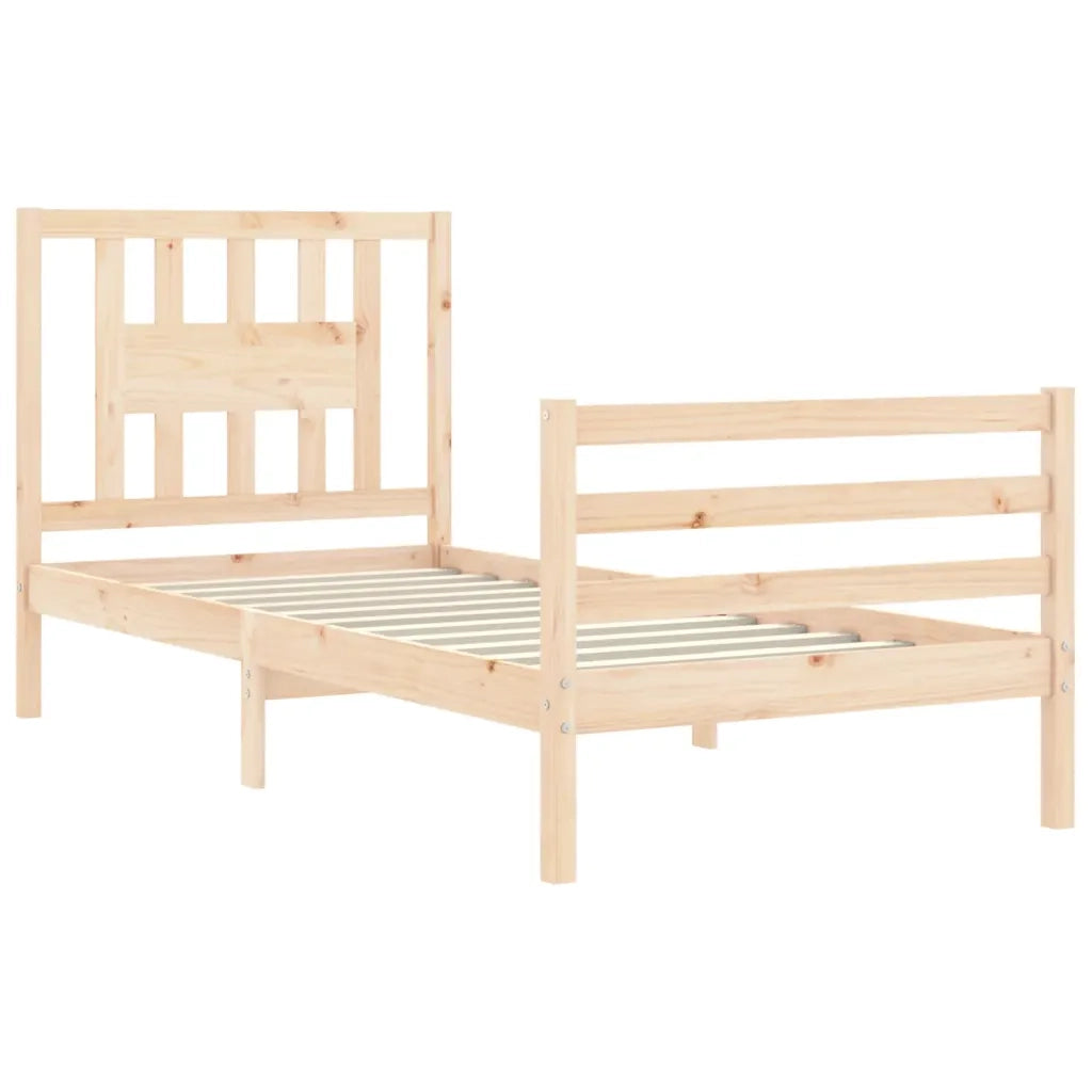 Giroletto con Testiera-Struttura Letto con testiera 90x200 cm in Legno Massello 620331