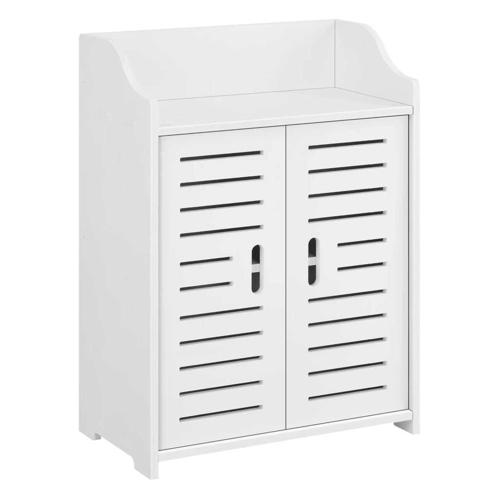 Mobile da bagno di design con ripiani mobile contenitore con 2 ante in legno composito 62 cm bianco 03_0005832