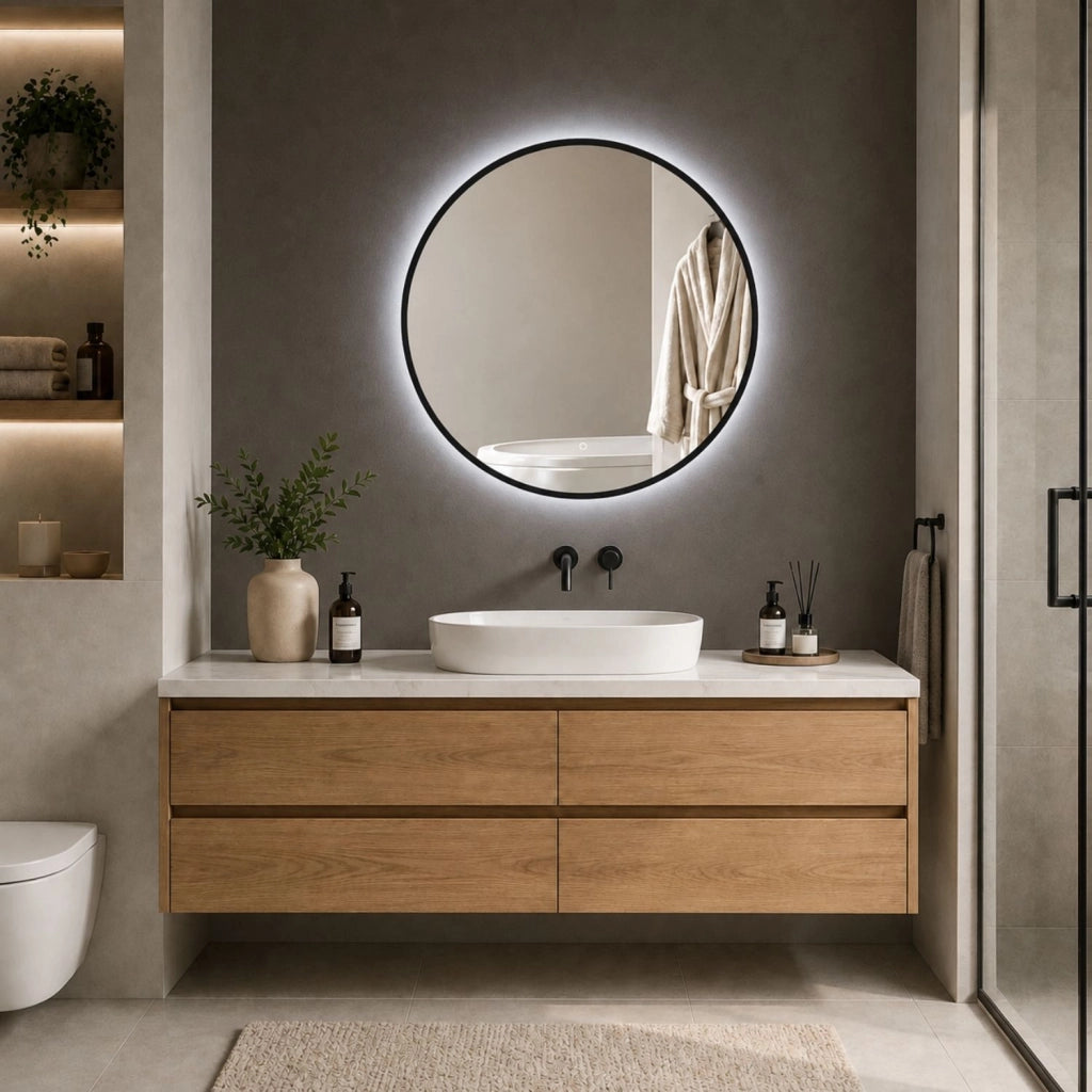 Specchio tondo retroilluminato led con interruttore touch *** misura Ø60, tonalità standard 6000-6500k, confezione 1