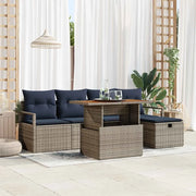 Set Divano da Giardino con cuscino 6 pcs Grigio polyrattan