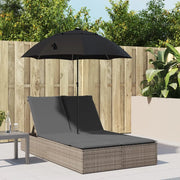 vidaXL Lettino Prendisole Doppio Cuscini e Parasole Grigio Polyrattan
