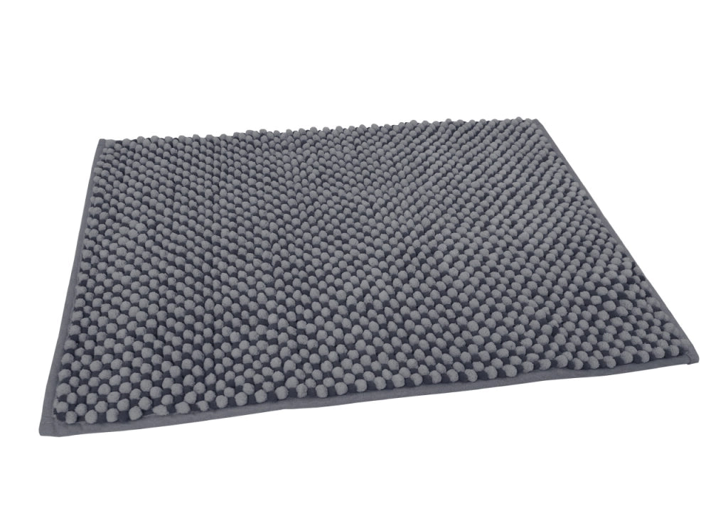 Tappeto Bagno Doccia Antiscivolo In Ciniglia Super Assorbente Modello Dots - 50x80 - Nero