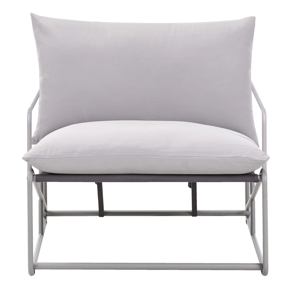 Sedia bassa oversize in metallo con cuscini per schienale e seduta Arredamento per interni ed esterni Giardino Grigio