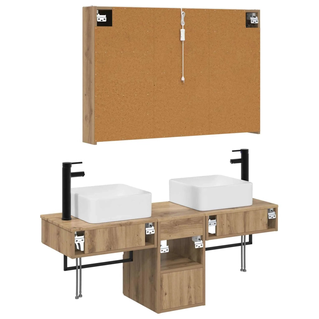 Set di Armadi da Bagno 4 pcs Rovere Artigianale 3406310