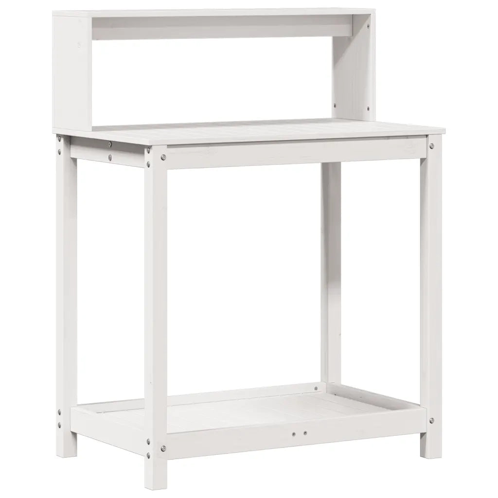 Tavolo Invaso con Ripiani Bianco 82,5x50x109,5 cm Massello Pino CFW4331225
