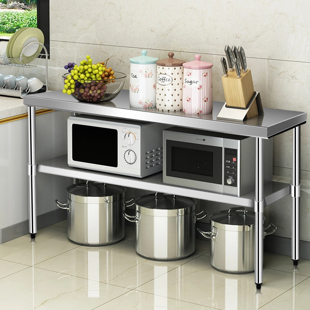 Tavolo da lavoro in acciaio multifunzione per supermercato, ristorante e negozio 122x61x90cm Argento-Tavoli da lavoro
