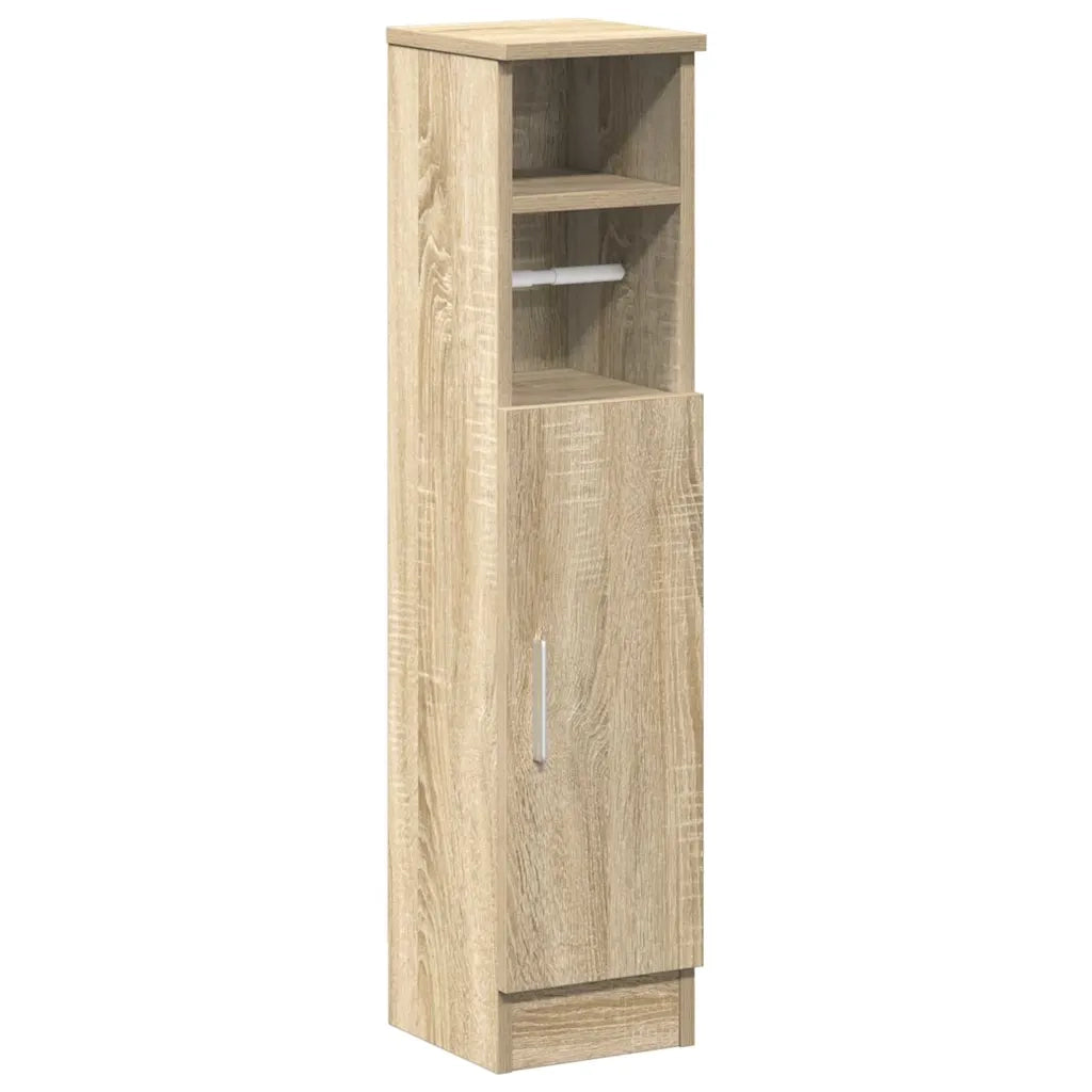 vidaXL Mobile da Bagno con Portarotolo Rovere Sonoma 20,5x22x90 cm