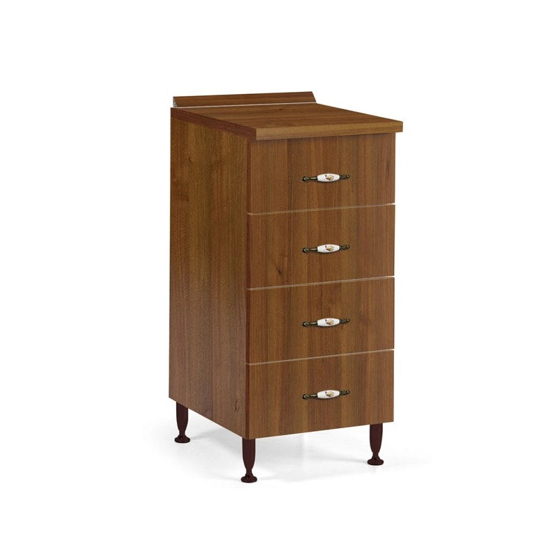 Cassettiera per cucina legno nobilitato 4 cassetti noce antico cm H 85x50x40