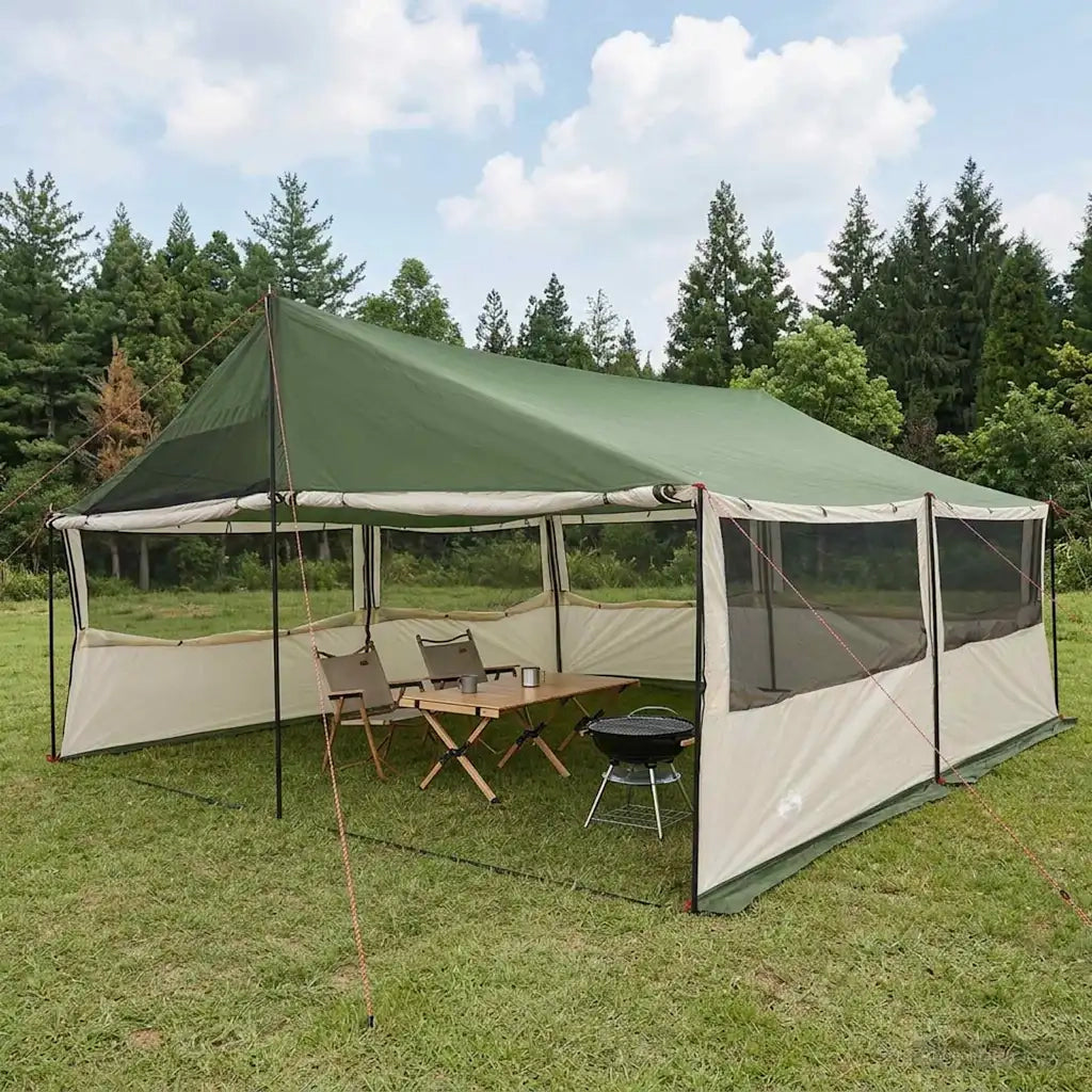 Tenda Familiare Verde 600 x 400 x 268 cm Poliestere e Acciaio 42028603