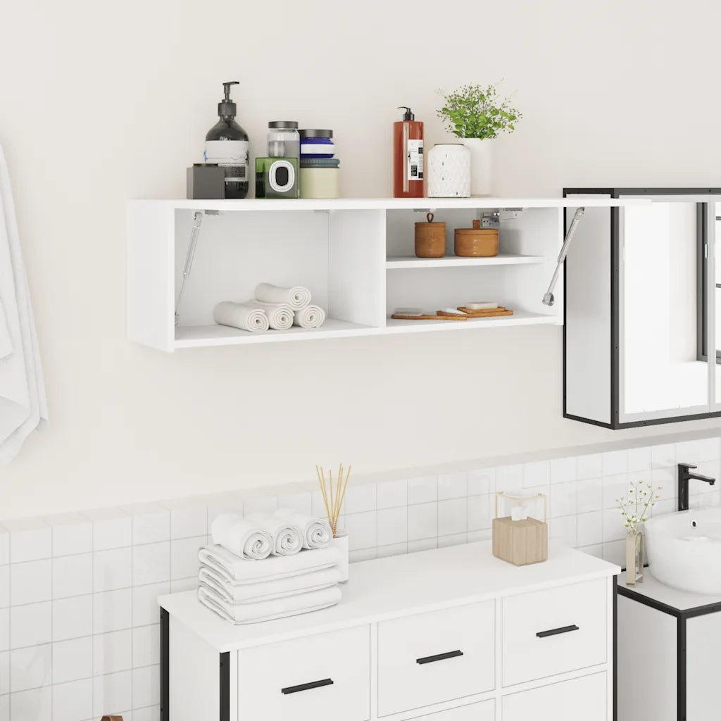 Mobile da Bagno a Parete Bianco 100x25x30 cm in Truciolato 860094