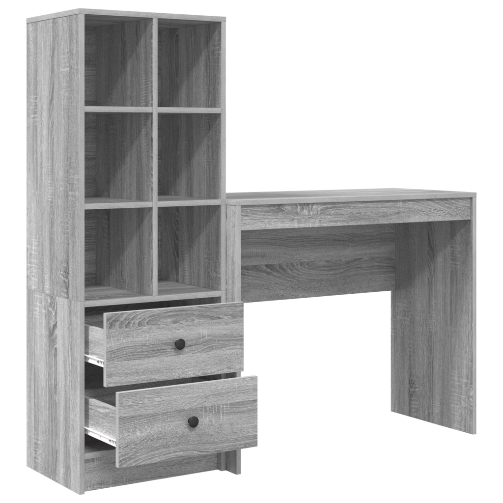 Scrivania con Storage Grigio Sonoma Legno Ingegnerizzato