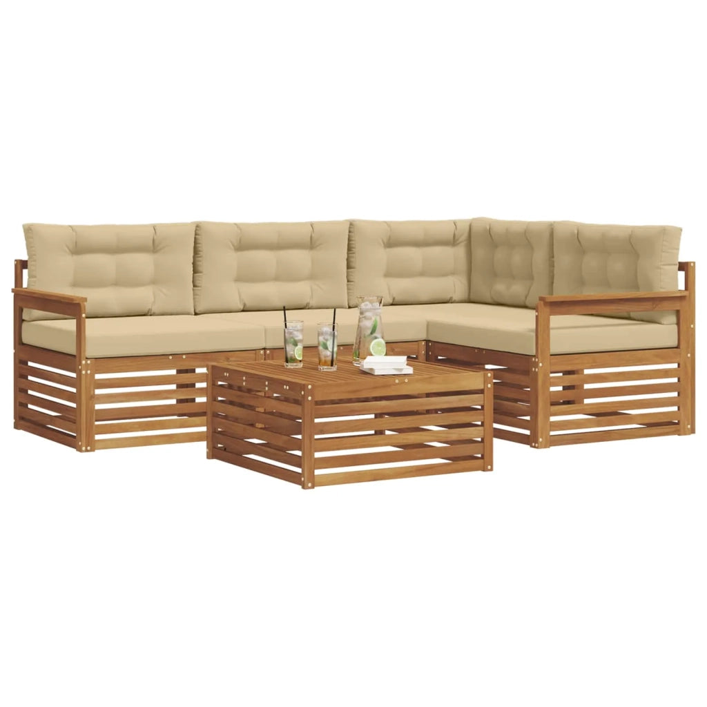 Set di divani da esterno con cuscino 5 pcs Naturale e Beige