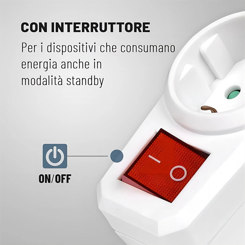Presa Elettrica con Interruttore Schuko 2 Poli ¨C Xylo ¨C Bianca