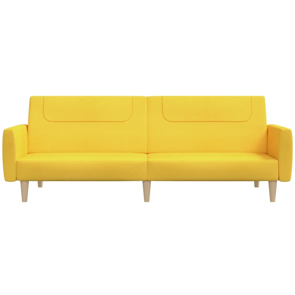 Divano Letto a 2 Posti Giallo in Tessuto 375789