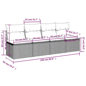 Divano da Giardino con Cuscini a 4 Posti Beige in Polyrattan 366089