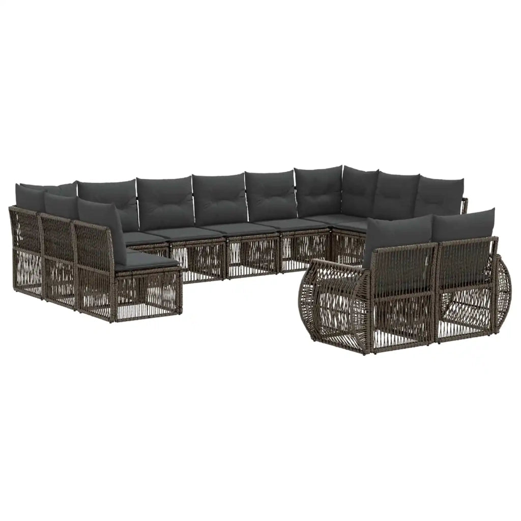 Set Divano da Giardino 12 pcs Grigio e Grigio Scuro polyrattan 3435563