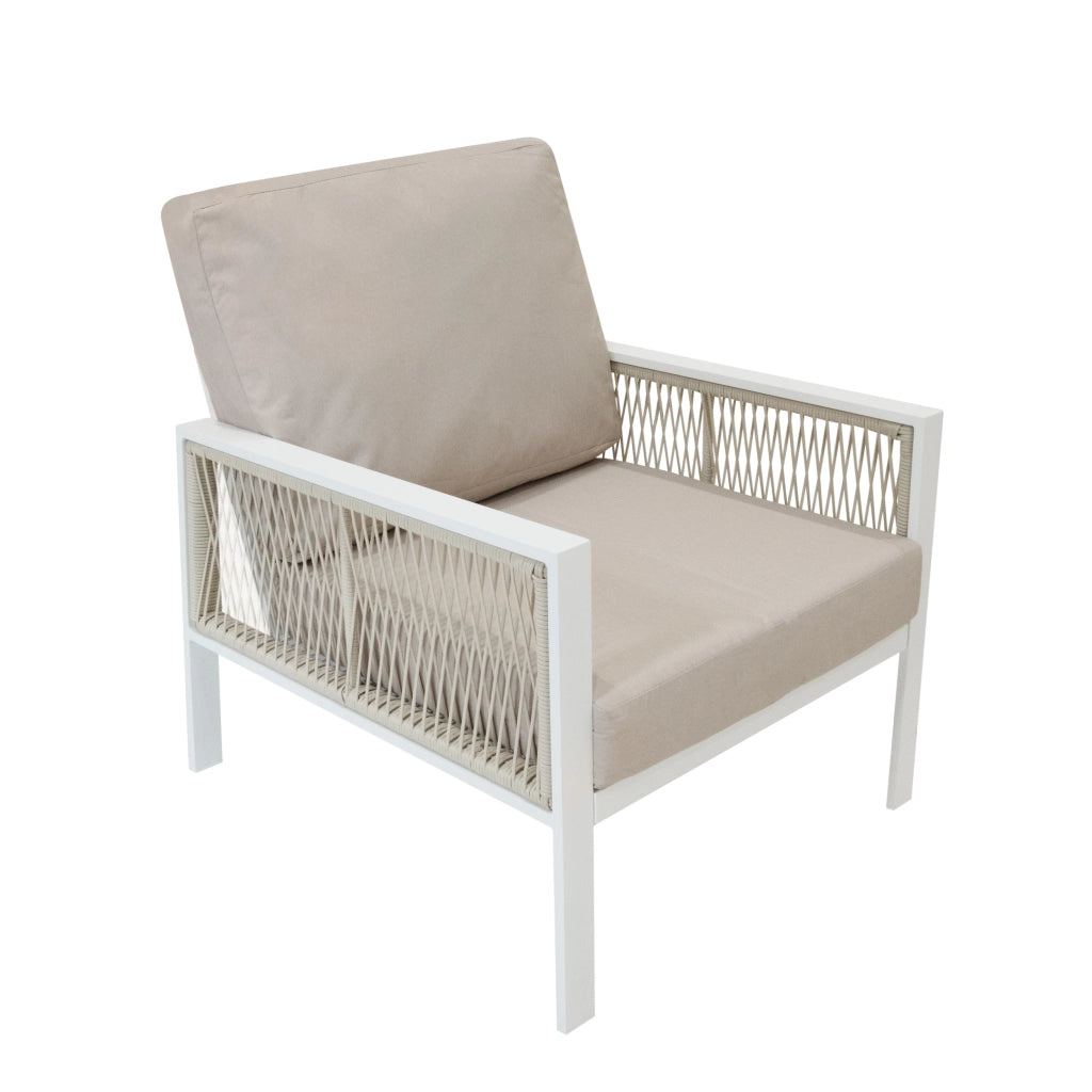Set Mobili da Giardino 4pz Alluminio Bianco con Cassapanca Rattan Nera 582L