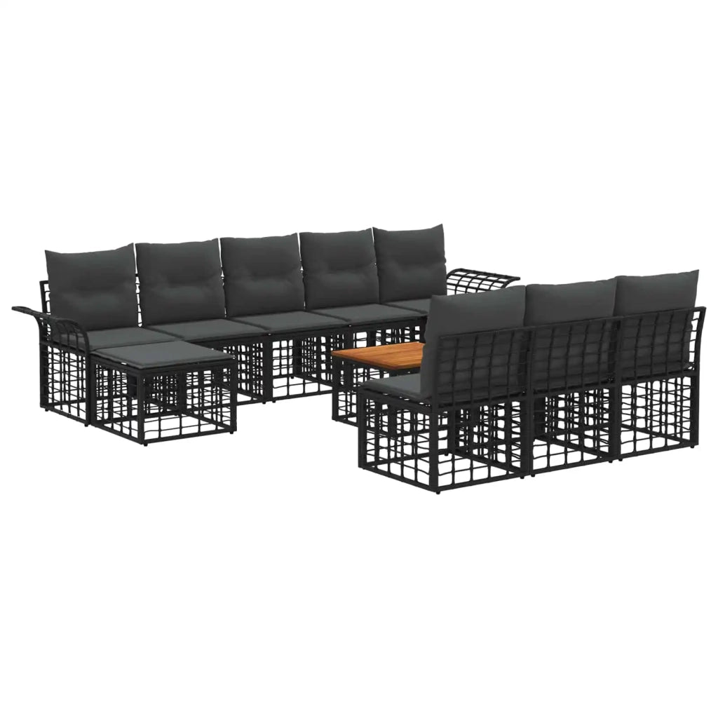 Set di divani da esterno 11 pcs Nero e Grigio scuro Poliestere 3437771