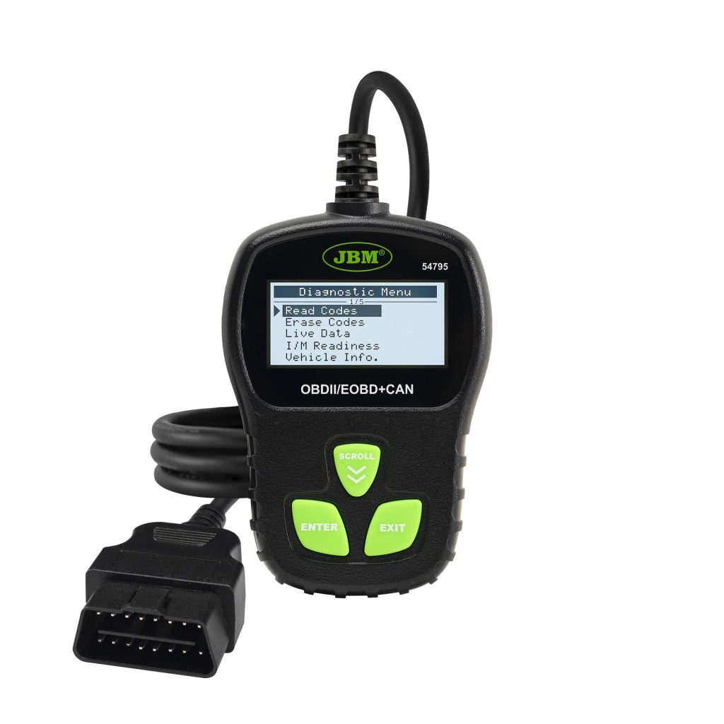 JBM 54795 Lettore Diagnostico OBDII EOBD per Auto Scanner Multimarca CAN con Lettura e Cancellazione Codici Errore Motore Live Data
