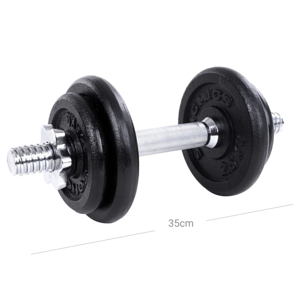 Set di 2 manubri in ghisa con fermagli a stella 20 kg fitness sport bodybuilding 12_0002027