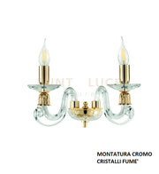 APPLIQUE 1306 2 LUCI FUME' E CROMO ATTACCO E14 L.36CM